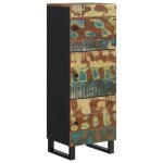 Buffet haut moderne - kalisse - bois massif de r�cup�ration - 60x33x100 cm - multicolore - 3 compartiments ...