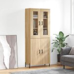 Buffet haut de rangement - jilis - ch�ne sonoma - 695x34x180 cm - bois ding�nierie - grand espace de ...