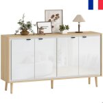 Buffet � haute brillance buffet bahut meuble de rangement avec 4 portes �tag�res r�glables 141 x 35 x ...