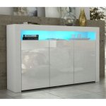 Buffet jive 145 cm blanc laqu avec leds