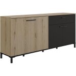 Buffet l180 x p40 x h81 cm - trust - chne / noir - 4 portes - 1 tiroir - gami
