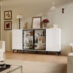 Buffet � led 3 couleurs buffet bas salon avec 3 portes et 3 tiroirs �tag�res chambre et salon 160x35x80 ...