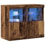 Buffet led - clarence� - montage simple - buffet bahut / armoire de cuisine en bois - marron 81 x 37 ...