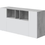 Buffet loira - m�lamin� - blanc artik et ciment - 3 portes + 3 niches de rangement - l 150 x p 41 x h ...