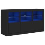 Buffet avec lumires led noir 123x37x67 cm - meuble de salon - contemporain - design - 2 portes - buffet ...