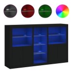 Buffet avec lumires led noir 162x37x100 cm - meuble de salon - contemporain - design - 2 portes - buffet ...