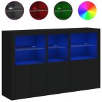 Buffet avec lumires led noir 162x37x100 cm - meuble de salon - contemporain - design - buffet bas