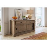 Buffet lupara dmora en bois noble noyer marron 138x50x95h cm
