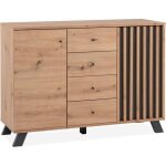 Buffet - medan 01b - chêne artisan / anthracite - 2 portes 4 tiroirs - 118 x 85 x 40 cm Buffet - medan 01b - chêne artisan / anthracite - 2 portes 4 tiroirs - 118 x 85 x 40 cm