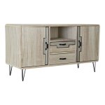 Buffet bas - 120 x 41 x 65 cm - métal et bois de paulownia - design loft - 2 tiroirs Buffet bas - 120 x 41 x 65 cm - métal et bois de paulownia - design loft - 2 tiroirs