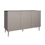 Buffet m�tal et d�cor bois 3 portes 120cm gris et noyer - ashton