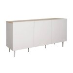 Buffet m�tal et d�cor bois 3 portes 150cm beige et naturel - ashton