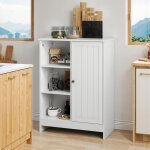 Buffet meuble bas de rangement 60 x 30 x 80 cm pour salle de bain 3 �tag�res + 1 placard r�glable mdf ...