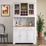 Buffet meuble haut en grain de bois blanc 945 x 30 x 1755 cm pour salon et salle � manger