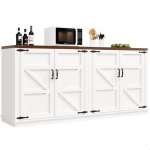 Buffet meuble de rangement avec 4 portes meuble de cuisine �tag�re r�glable style campagne pour salon ...