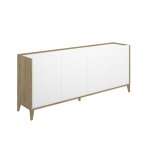 Buffet meuble de rangement � 4 portes naturel / blanc - hauteur 775 x longueur 184 x profondeur 40 cm ...