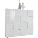 Buffet - milano - 2 portes - blanc laqu brillant - 121 x 42 x 111 cm