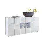 Buffet milano - dcor blanc laqu brillant - 2 portes 2 tiroirs - l181 x p43 x h84 cm