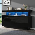 Buffet moderne 140x35x80cmbuffet brillantbar � caf�buffet en acrylique avec bande lumineuse ledadapt� ...