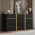 Buffet moderne 3 portes et 2 tiroirs buffet de salon buffet bahut 160x40x78 cm meuble de rangement noir ...