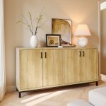 Buffet moderne - buffet bas 4 portes - buffet en bois - 160x35x80cm - style industriel - meuble de rangement ...