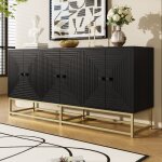 Buffet moderne - modernluxe - 160x38x755 cm - 6 portes - grand espace de rangement - finition mate - ...
