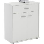 Buffet monaco commode meuble de rangement avec 1 tiroir et 2 portes en mlamin blanc