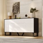 Buffet � motifs avec 4 portes et 1 tiroir meuble de salon avec plateau laqu� chambre et salon 160x40x77. ...