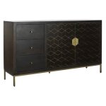 Buffet bas - acacia - mtal noir - 160 x 40 x 90 cm - contemporain