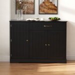 Buffet noir meuble de rangement avec tiroir et portes sideboard �l�gant pour entr�e & salon 107 x 40 ...