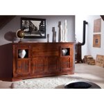 Buffet avec petites vitrines - bois massif dacacia laqu� (nougat) - style colonial - oxford #453