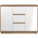 Buffet - phoenix - ch�ne artisan / blanc - 2 portes - 3 tiroirs - 117 x 88 x 40 cm