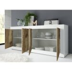 Buffet poli dmora en bois laqu� blanc brillant 207x43x86h cm