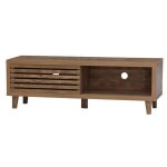 Buffet de rangement bois portes � lattes 140x35x45cm meuble sideboard grande capacit� salon chambre couloir ...