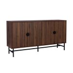 Buffet de rangement effet bois fonc. bazalt. quatre portes. deux tagres. l 157. 5 x l 39 x h 83cm