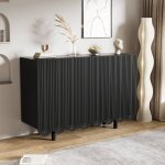 Buffet de rangement meuble bas avec 4 portes �tag�res internes charni�res amorties mdf noir 120x375x808 ...