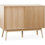 Buffet de rangement d�cor bois. 2 portes coulissantes. buffet haut. vaisselier. l 115 x l 39. 5 x h 90cm ...