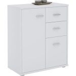 Buffet salle  manger remy l 60 cm blanc avec 2 portes et 2 tiroirs bahut bas meuble de rangement style ...