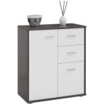Buffet salle  manger remy l 60 cm coloris gris et blanc avec 2 portes et 2 tiroirs bahut bas meuble ...