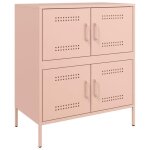 Buffet bas - ashata - bk842953 - acier - 4 portes - rose - 68x39x79 cm