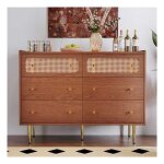 Buffet en rotin 120 x 40 x 90 cm commode � 6 tiroirs convient pour salon et chambre meubles de rangement ...