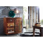 Buffet avec roulettes - bois massif recycl� laqu� (multicolore) - inspiration ethnique - freezy #08