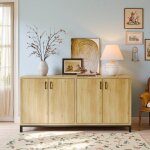 Buffet salle a manger buffet bas meubles de rangement avec 2 portes et 5 tiroirs 135x40x80 cm pour cuisine ...