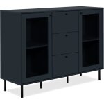 Buffet salle  manger caracas - dcor bleu navy - 2 portes vitres + 3 tiroirs - l120 x h90 x p40 cm