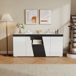 Buffet salon armoire rangement 3 armoires 4 portes design angulaire noir blanc commode moderne led