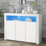 Buffet salon � led lumineuse meuble dentr�e avec 3 portes 130x35x95cm armoire de cuisine contemporain ...