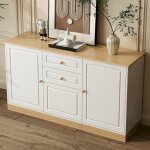 Buffet salon meuble de rangement avec 3 portes et 2 tiroirs style rustique buffet salon salle � manger ...