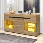 Buffet salon rustique à lumière led armoire latéraux avec portes tiroirs etagères meuble dentrée 140x35x80cm ... Buffet salon rustique à lumière led armoire latéraux avec portes tiroirs etagères meuble dentrée 140x35x80cm ...