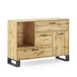 Buffet de salon / salle  manger loft 1 porte 3 tiroirs couleur chne rustique. 120x40x86cm. rf655