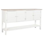 Buffet bas - sapin blanc - 160 x 40 x 86 cm - 4 portes - mdf - style méditerranéen Buffet bas - sapin blanc - 160 x 40 x 86 cm - 4 portes - mdf - style méditerranéen